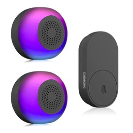 Wireless Doorbell with 2 Receivers 59 Chimes 760 Feet 115dB with Volume Levels Mute Mode & 6 LED Flash Doorbell Ringer Wireless IP66 for Kids Bedroom Home Classroom Apartment Hearing-Impaired