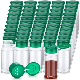 100 Pcs Plastic Spice Bottles Spice Jars Seasoning Jars Spice Bottles Spice Shaker Plastic Jars 3.3 Oz/ 100ml Seasoning Shaker with Shaker Lids for Storing Spice (Green Lid)
