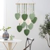 Handwoven Macrame Wall Hanging with Green Leaf Tassels - Boho