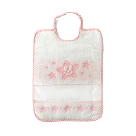 Baby Bib with Embroidery of Stars with Elastic Closure – 100% Cotton – 24 x 31.5 cm, pink