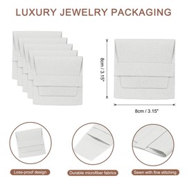 sourcing map 40 Pcs Microfiber Jewelry Pouch 3.1 × 3.1 Inch, Mini Jewelry Packaging Bag with Band for Small Jewelry Gift Bag Bulk Necklace Earrings Bracelet, Grey