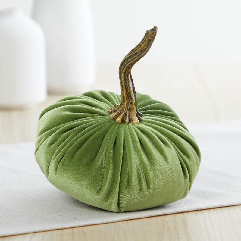 Small velvet pumpkins set of 4, elegant gift set for
