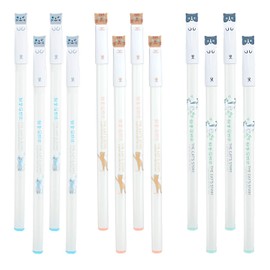 Cute Cat 0.38 mm Gel Ink Rollerball Pens Novelty Pens for Birthday Gift School Office Stationery Back to School Gift Christmas Xmas Gift Set of 12 (Black)