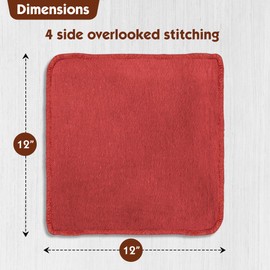 Nabob Wipers Shop Towels 50 Pack Cotton Rags Size 14"x14" Commercial Grade (50 Pack, Red)
