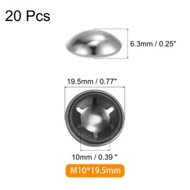 QUARKZMAN Pack of 20 65Mn Steel Pressure Nut Caps, 0.39 Inch Axle Pressure Nut Attachment for Handcart, Lawn Truck and Roll Container, M10 x 19.5 mm