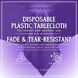 ZIMPLEWARE Premium Purple Plastic Table Cloth Disposable (6 Pk) Plastic Table...