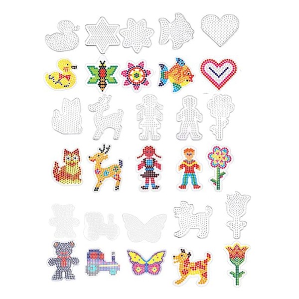 15pcs Fuse Beads Boards Set,Clear Animal Shape Pegboards Craft Tray Fuse Beads Fuse Beads Pegboards Beads Pegboard Colorful Cards for Kids Ironing Bead Pin Plates DIY Template Paper Cards.