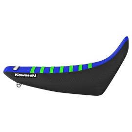 Enjoy Mfg 1995 - 2007 KAWASAKI KDX 200/220 seat cover   BLACK/BLUE/FLO GREEN ribs #85 LOGO