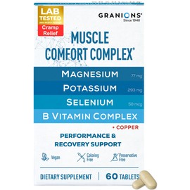 Granions Muscle Comfort Complex – Natural Muscle Relaxer Pills with Magnesium, Potassium, Selenium, Copper & B Vitamins – Daily Relaxant for Relief from Cramps, Spasms & Joint Discomfort – 60 Tablets