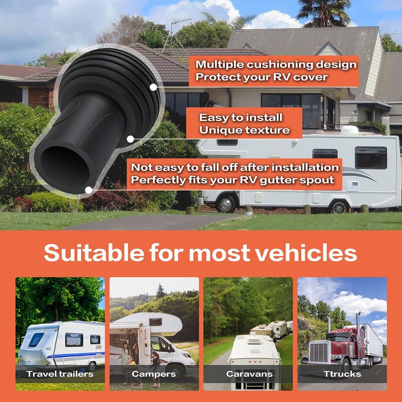 4 Packs RV Gutter Spout Caps, Easy to Install and