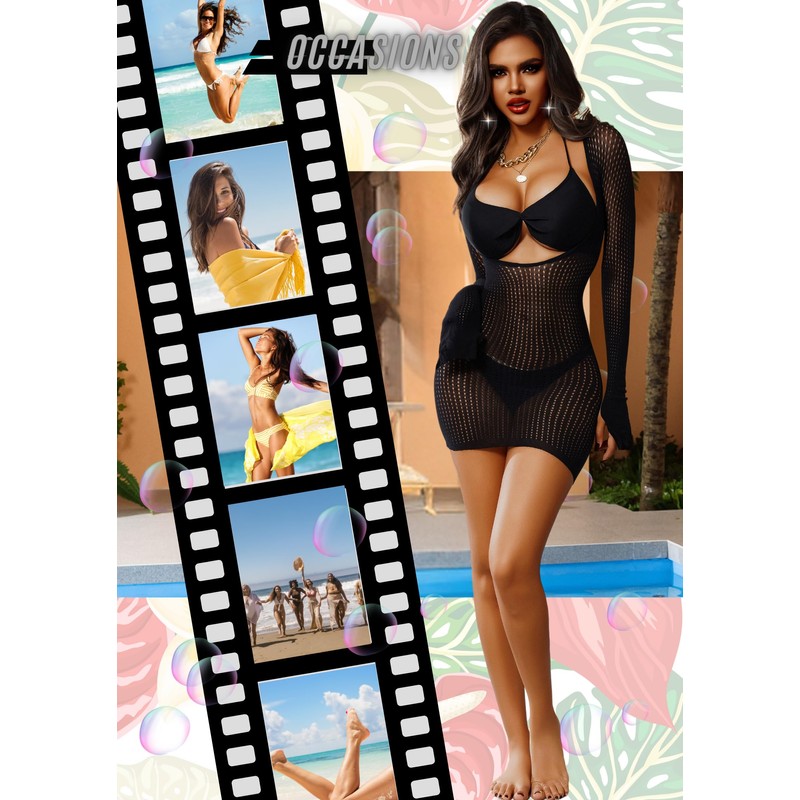 himifuns Fishnet Swimming Cover Up for Women - Summer Beach