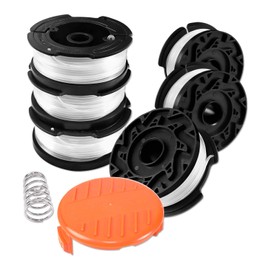 Uchidodo Strimmer Spool for Black and Decker, 6 Pieces Strimmer Line, Length 30 ft, Diameter 0.065 in with Spool Cover and Spring