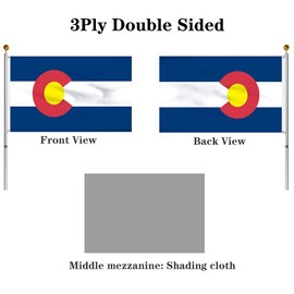 Jayus Double Sided Colorado Sates Flags 5x8 FT Outdoor Made in USA- Vivid Colors 3Ply CO Colorado Flags Banners- Heavy Duty 100% Polyester with 3 Brass Grommets