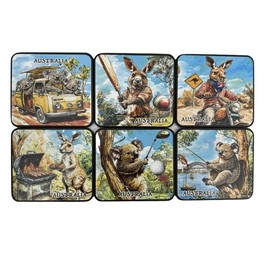 Banksia Glen Australian Animals Vintage Corkwood Coasters 6pk