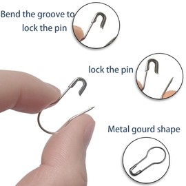 100Pcs 21mm/0.8 Inch Small Metal Gourd Safety Pins Bulb Pin for Knitting Stitch Markers, Sewing Clothing DIY Craft Making (Silver)