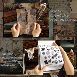 PRSTINCOL 4 Pack Vintage Washi Stickers and Papers for Scrapbooking, 4×40 Sheets Ephemera Book for Art Journaling,Stickers and Decoupage Papers for Junk Journal