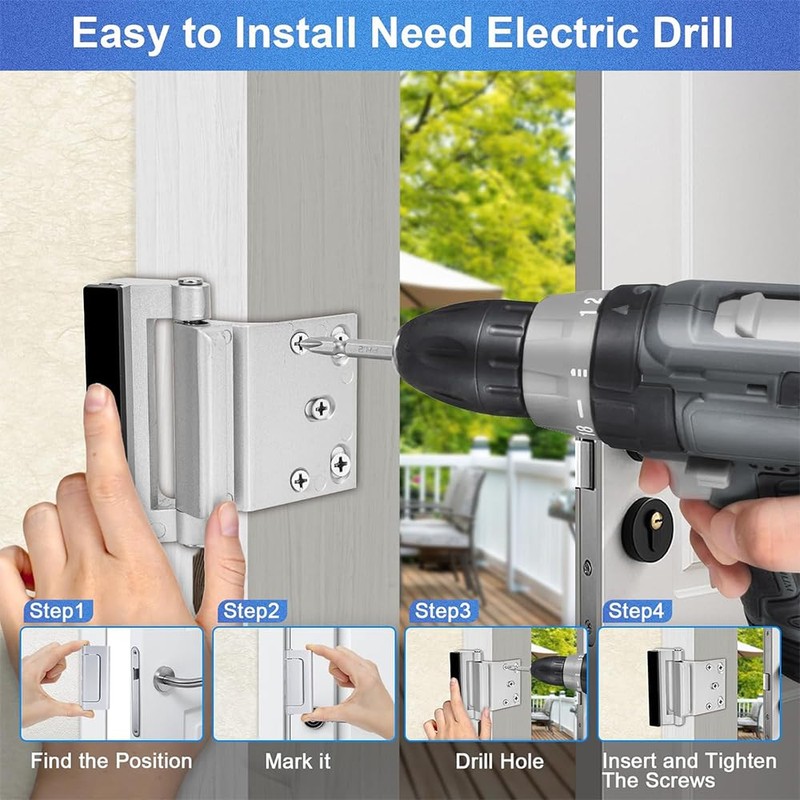 1 PCS Silver Home Security Door Lock with 5 Screws,Childproof