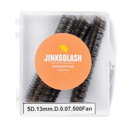 JINKGOLASH 500 Eyelash Extension Promade 4D to 16D Not Premade, Ultra Lash Fans 0.03/0.05/0.07mm Thickness, C D Curl Lashes, 8 - 16mm Length for Easy Volume Individual Eyelash Extensions Clusters DIY(5D-0.07-D (12mm))
