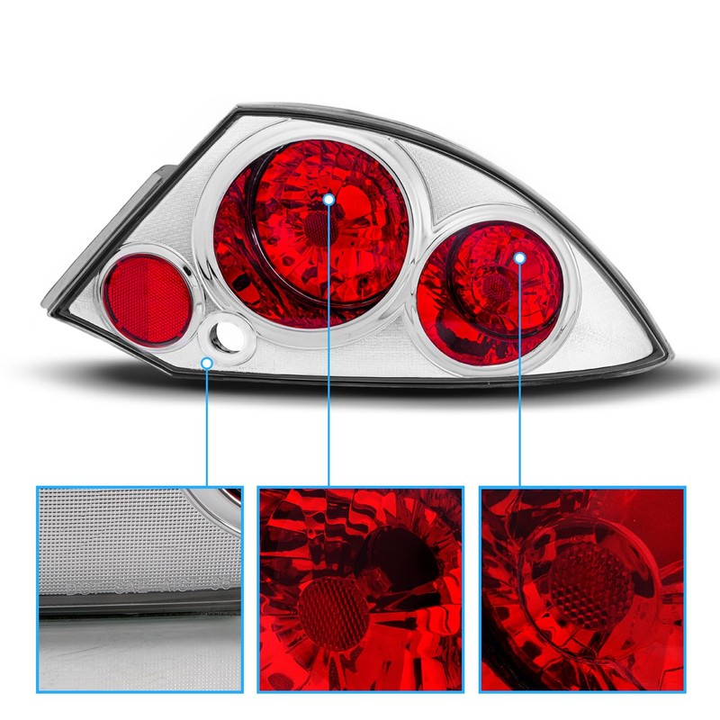 AmeriLite Euro Chrome Replacement Brake Tail Lights Set For 2000-2005