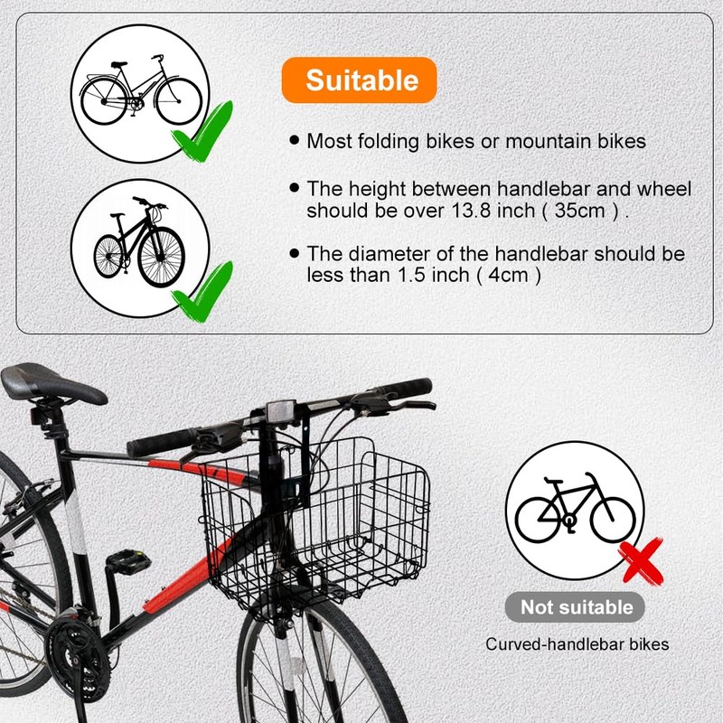 Flintronic Front Basket, Bicycle Basket Rear, Foldable & Detachable Metal