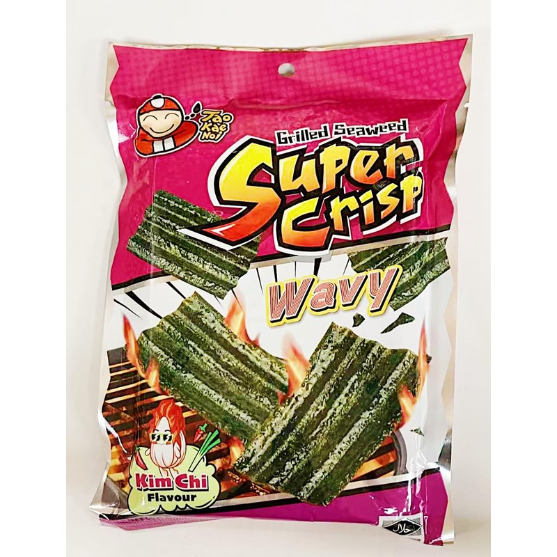 Super Crisp Grilled Seaweed Snack, Kimchi Flavor, Wavy Cut, 0.84