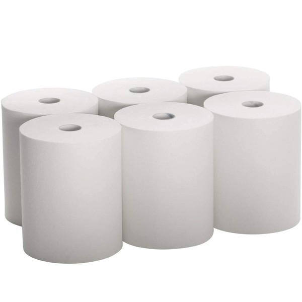 Industrial Paper Towels 10 x 800 White Roll Towels High Capacity Premium Quality (TAD Fabric Cloth Like Texture) Fits Touchless Automatic Commercial Towel Dispenser (Packed 6 Rolls)