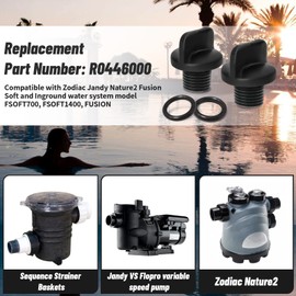 Adabuing R0446000 Pool Pump Drain Plug with O-Ring Replacement for Zodiac Jandy Filter Pumps, Polaris Booster Pump, & Water Purification System (2 Pack)