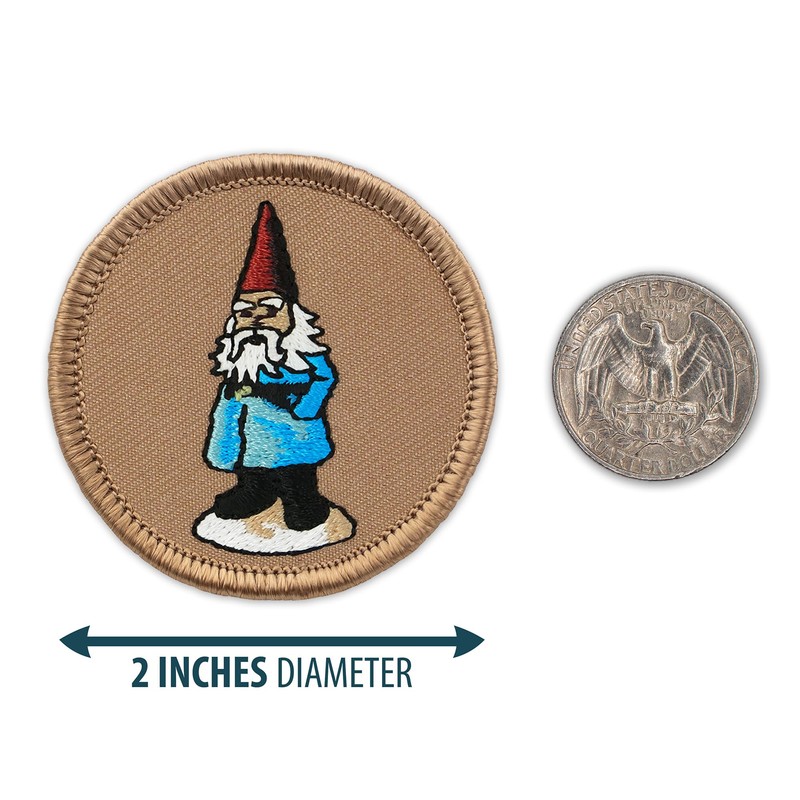 Gnome Patrol Patch - 2" Diameter Round Embroidered Patch (Hook