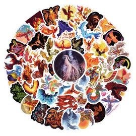 63pcs Phoenix Sticker Chinese Divine Bird Sticker Aesthetic Vinyl, Animal Stickers for Kids, Girls, Boys, Teenagers, Adult Water Bottles, Laptops, Handcases, Birthday Party Supplies,Animal Stickers