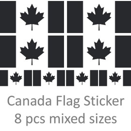 Premium Stickers 8 pcs Canada Flag Decal Stickers for Truck, Car, Bike, Helmet, Hardhat, Laptop, Tablet, Cell Phone, Bumper Stickers and Much More … (Flat Black)