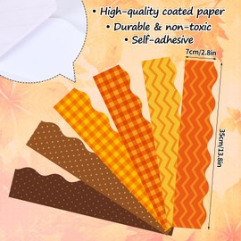 FYSUIMU 69 Ft Fall Plaid Dots Bulletin Board Border 60 Pcs Autumn Yellow Orange Brown Border Trim Self Adhesive Thanksgiving Scalloped Bulletin Board Sticker for Classroom Office Party Decor