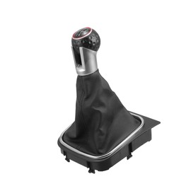 A ABSOPRO 5 Speed Manual Gear Shifter Knob with Cover for VW Golf 6 MK6 GTI | Gearbox Stick Shifter Lever Knob Black and Red Plastic Faux Leather 1 Pcs Item Replacement