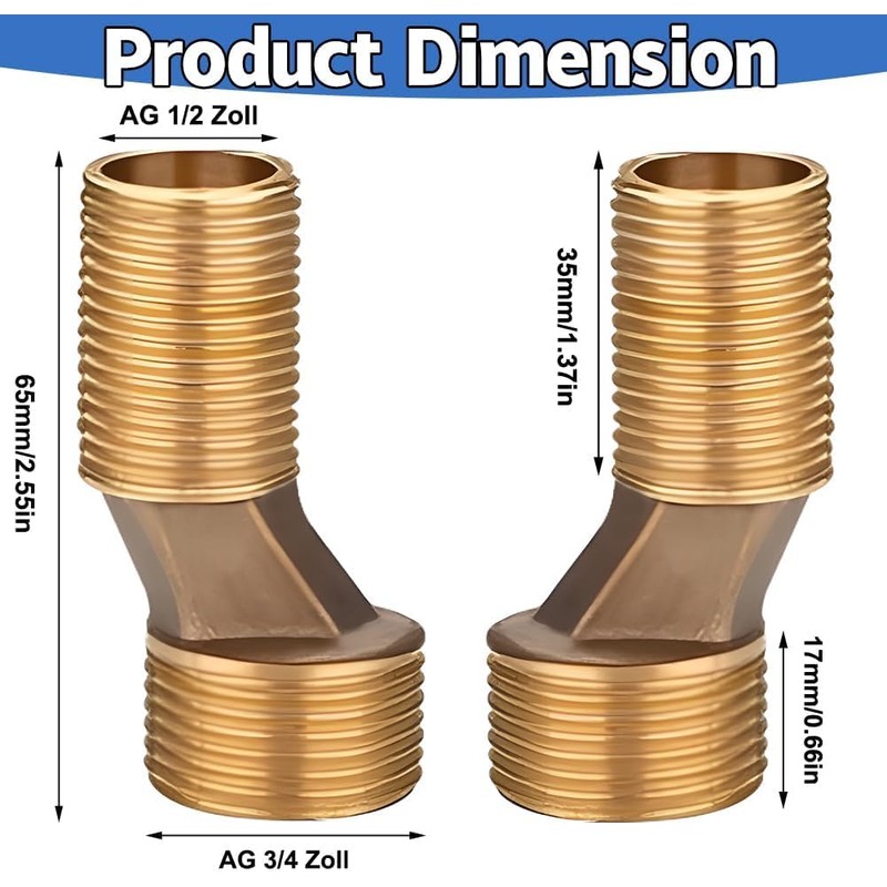 Nimomo S Connection Shower Fitting Adapter, 3/4 Inch x 1/2