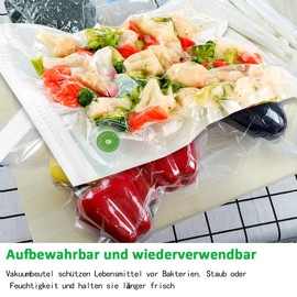 Vacuum Freezer Bags, Pack of 10 Vacuum Sealed Bags Kit, Includes 10 White Zip Clips, Each 26 x 40 cm, for Food Storage and Sous Vous Cooking, BPA-Free, Transparent