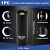 1/4" Drive 10mm Deep Magnetic Impact Socket Set, 6-Point, Cr-Mo