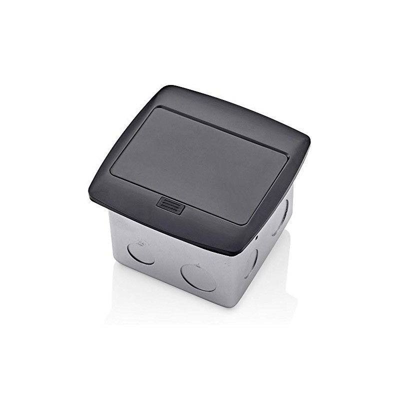 Leviton Pop-Up Floor Box with 3-Port QuickPort Insert, PFQP3-MB, Black
