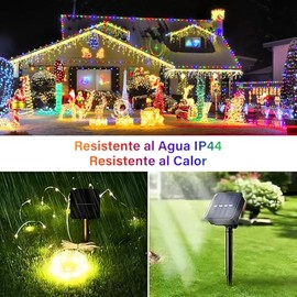 DAHAN 32 m 300 LED Luces Solares Navideñas de Cable Plano Solar al Aire Libre, Impermeables IP44, 8 Modos Luces Solares para Patio, Jardín, Balcón, Lu