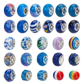 NBEADS 54 pieces European beads, mixed colours, rhinestone pave crystal clay, large hole beads, charms, spacer beads for DIY crafts, bracelets, necklaces, jewellery making