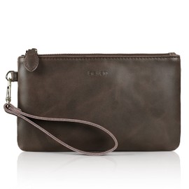 befen Women's Leather Vintage Brown Wristlet Clutch Wallet, Smartphone Wristlet Purse Signature Wallet - Mocha-Crazy Horse Leather