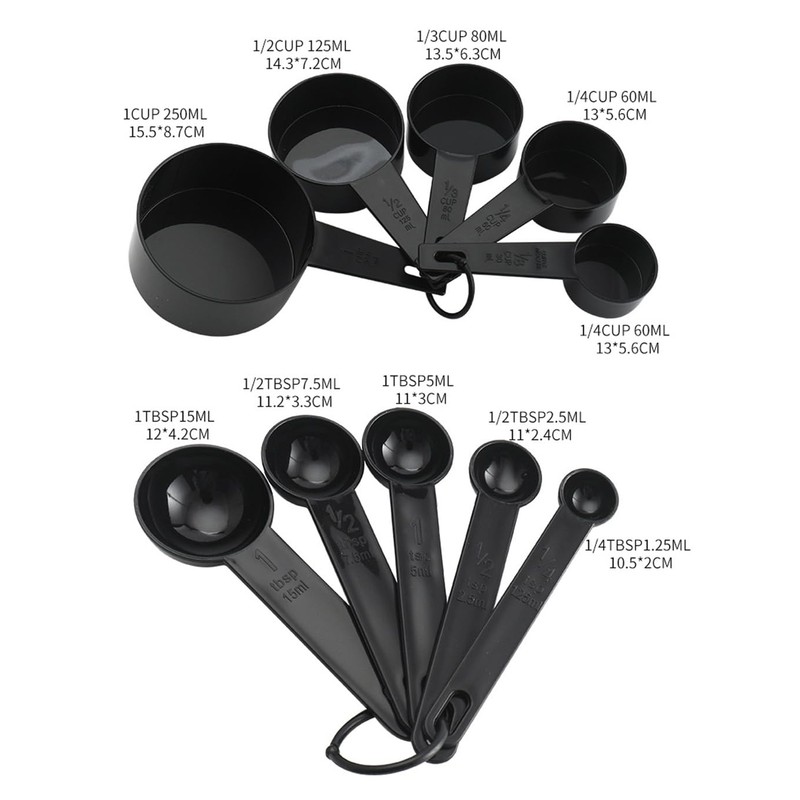 AKOAK Measuring Cups and Spoons Set of 10, Stackable Plastic