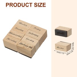 PATIKIL Date Stamps Wood Rubber Stamp, Vintage Week Stamps Set Wooden Stamp Stamper for Card Making DIY Crafting Scrapbooking Style 1, Brown
