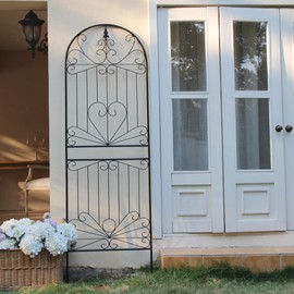 SCENDOR Trellis for Climbing Plants 82.7" H x 26.7" W Tall Garden Trellis Wrought Iron Heavy Scroll Metal Decoration Lawn Patio for Rose Clematis Ivy Weather Resistant 1 Pack