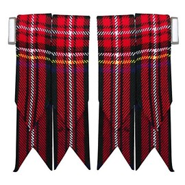 New Solid Plain Black, Royal Stewart Tartan Flashes Many More Scottish Kilt Hose Sock Flash (Black Stewart)