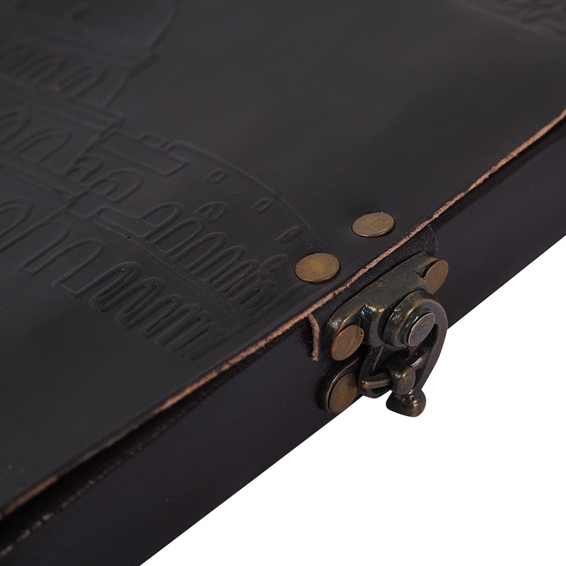 OVERDOSE Colosseum Black Leather Journal - Handmade Notebook for Students,