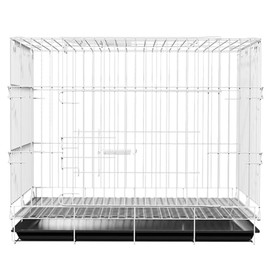 Portable Foldable Pet Cage with Removable Tray - Ideal for Rabbits, Kittens & Puppies. Indoor/Outdoor Use, Spacious Playpen, Natural Wooden Kennel, Pet Cage Accessories (White)