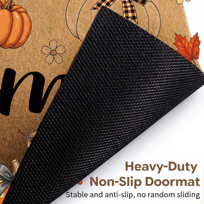 Pumpkin Door Mat Outside - Fall Pumpkin Welcome Mat for