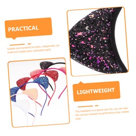 Healvian 6 pcs Sequin Cat Ears Headbands for Candy Tone Decorative Animal Ear Hairbands Cute and Adorable Party Accessories for Costume Cosplay Carnival and Masquerade