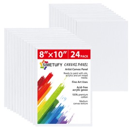 Simetufy Canvas Boards for Painting 8 x 10 inch, 24 Pack Flat Painting Canvas Panels, 8oz Gesso Primed Acid-Free 100% Cotton for Acrylic, Oil Watercolor Paint