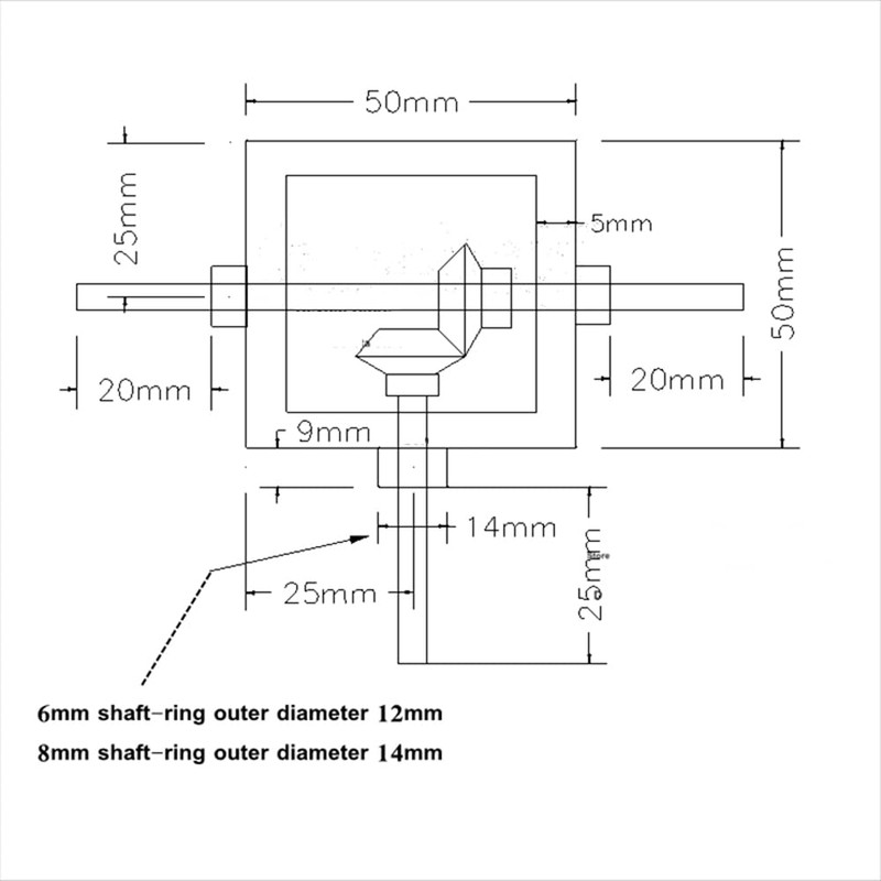 PGFUN 1:1 Right Angle Bevel Gearbox 1 Module 20 Teeth