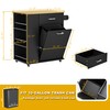 HQZX Rolling Kitchen Island with Trash Can Storage, Portable Kitchen